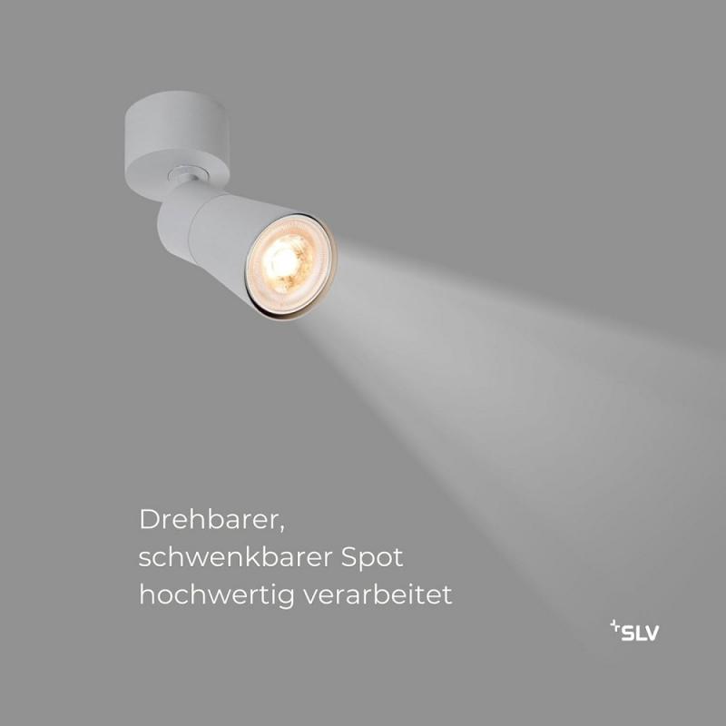 SLV 1008291 PURI 2.0 Cone, Wand- und Deckenaufbauleuchte, 1x max. 6 W GU10, grau