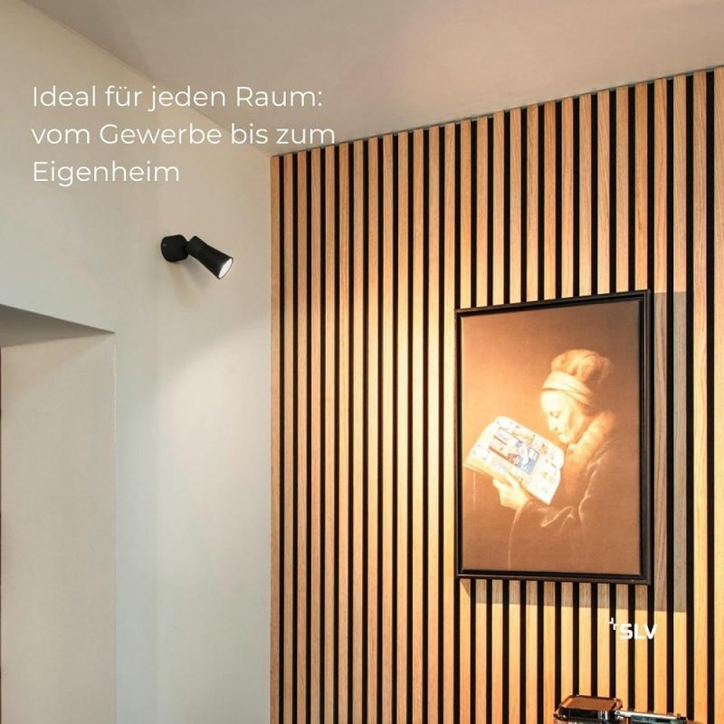 SLV 1008288 PURI 2.0 Cone, Wand- und Deckenaufbauleuchte, 1x max. 6 W GU10, schwarz