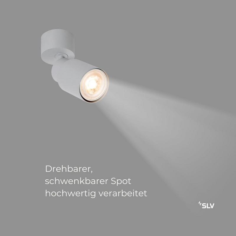 SLV 1008287 PURI 2.0 Tube, Wand- und Deckenaufbauleuchte, 1x max. 6 W GU10, grau