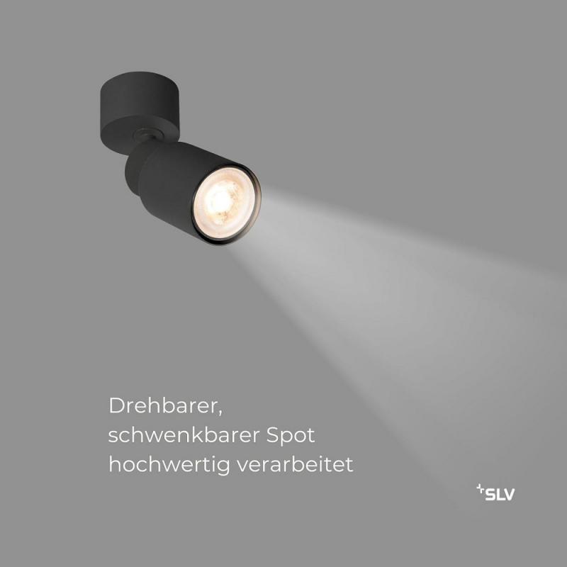 SLV 1008284 PURI 2.0 Tube, Wand- und Deckenaufbauleuchte, 1x max. 6 W GU10, schwarz