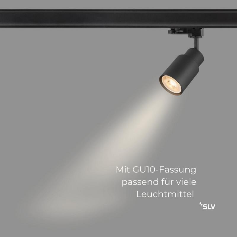 SLV 1008266 PURI 2.0 Tube, 3~ Spot, GU10, 1x max. 6 W, schwarz