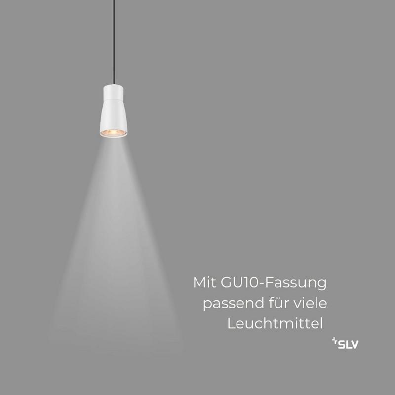 SLV 1008264 PURI 2.0 Dome, 1~ Pendelleuchte, GU10, Pendellänge 200 cm, 1x max. 6 W, weiß