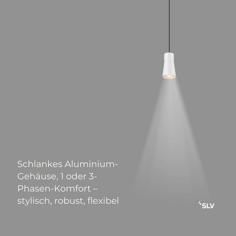 SLV 1008260 PURI 2.0 Cone, 1~ Pendelleuchte, GU10, Pendellänge 200 cm, 1x max. 6 W, weiß