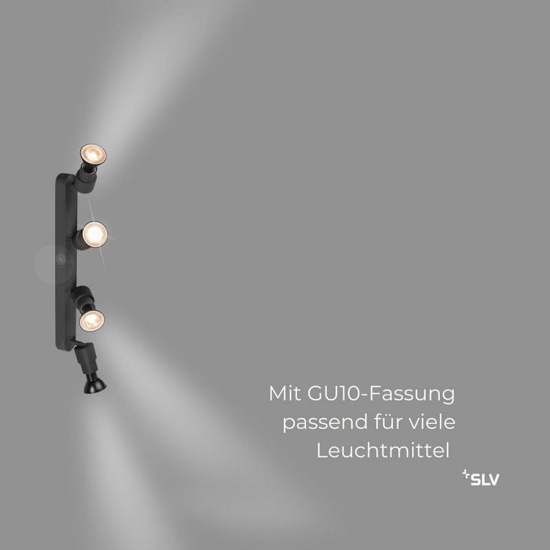 SLV 1008239 PURI 2.0 Basic, Wand- und Deckenaufbauleuchte, long, 4 x max. 6 W GU10, schwarz