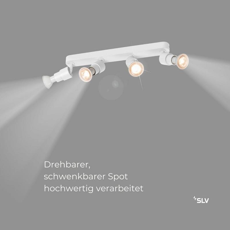 SLV 1008238 PURI 2.0 Basic, Wand- und Deckenaufbauleuchte, long, 4 x max. 6 W GU10, weiß