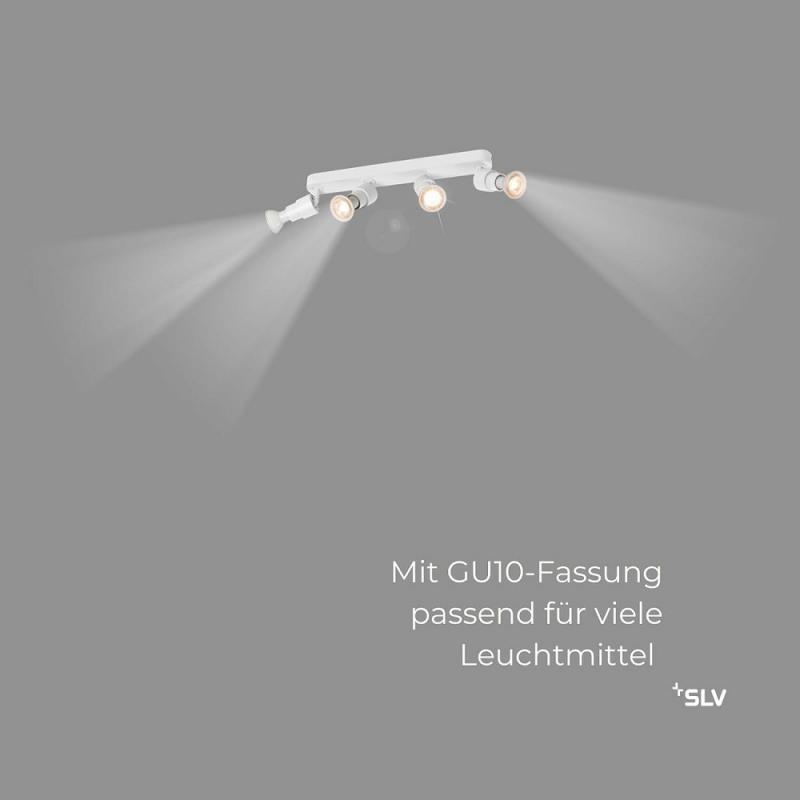 SLV 1008238 PURI 2.0 Basic, Wand- und Deckenaufbauleuchte, long, 4 x max. 6 W GU10, weiß