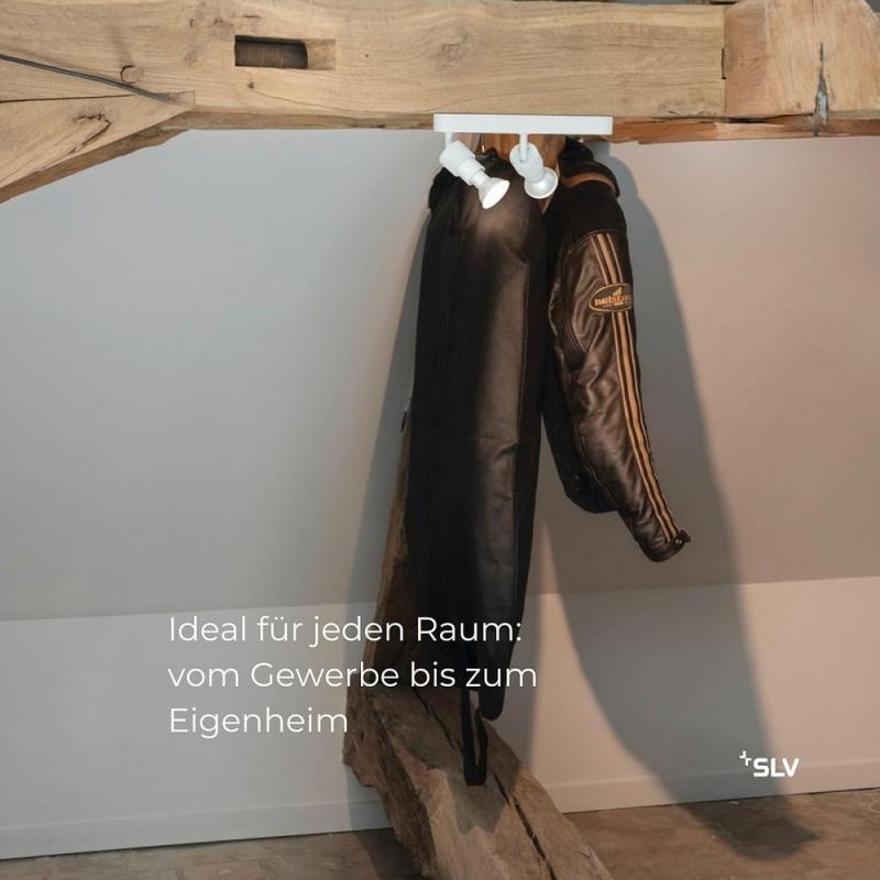 SLV 1008232 PURI 2.0 Basic, Wand- und Deckenaufbauleuchte, asymmetrisch, rund, 2 x max. 6 W GU10, weiß