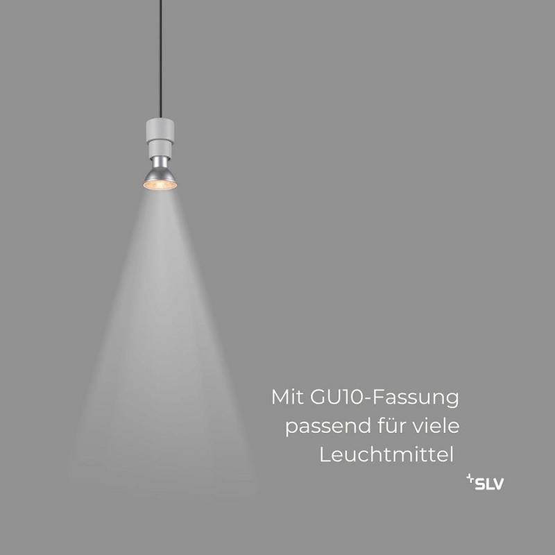 SLV 1008212 PURI 2.0 Basic, 3~ Pendelleuchte, GU10, Pendellänge 200 cm, 1x max. 6 W, grau