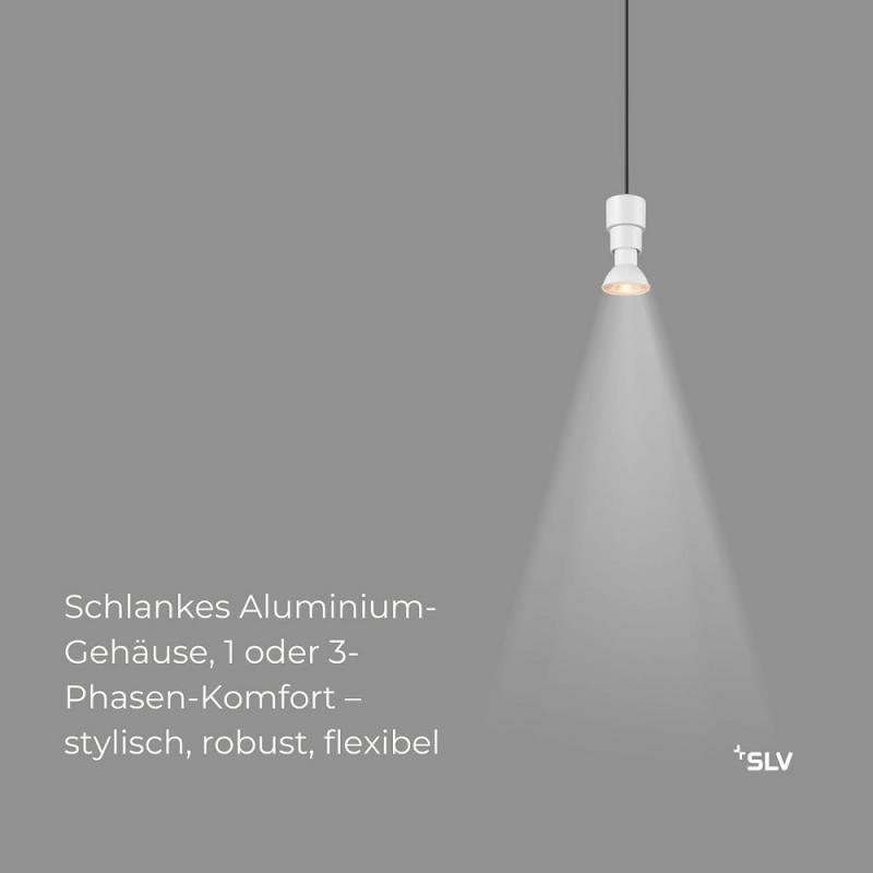 SLV 1008211 PURI 2.0 Basic, 3~ Pendelleuchte, GU10, Pendellänge 200 cm, 1x max. 6 W, weiß