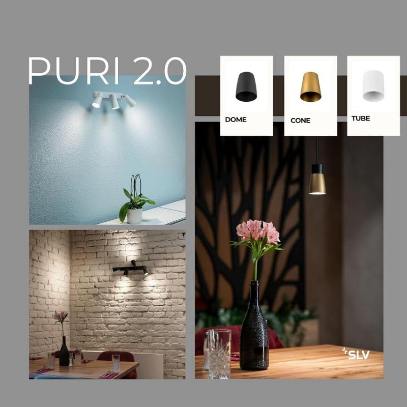 SLV 1008209 PURI 2.0 Basic, 1~ Pendelleuchte, GU10, Pendellänge 200 cm, 1x max. 6 W, grau
