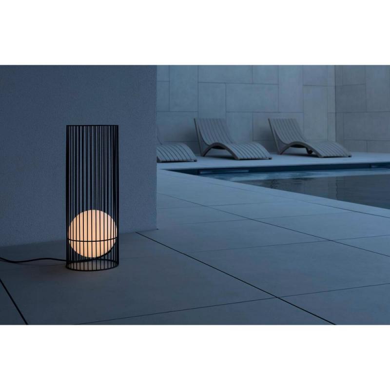 SLV 1008476 GRID SUN, Outdoor Stehleuchte, 2700K, IP44/IP65, schwarz / milchig