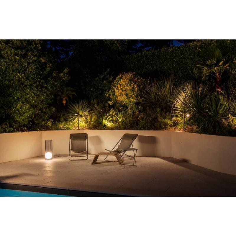 SLV 1008476 GRID SUN, Outdoor Stehleuchte, 2700K, IP44/IP65, schwarz / milchig