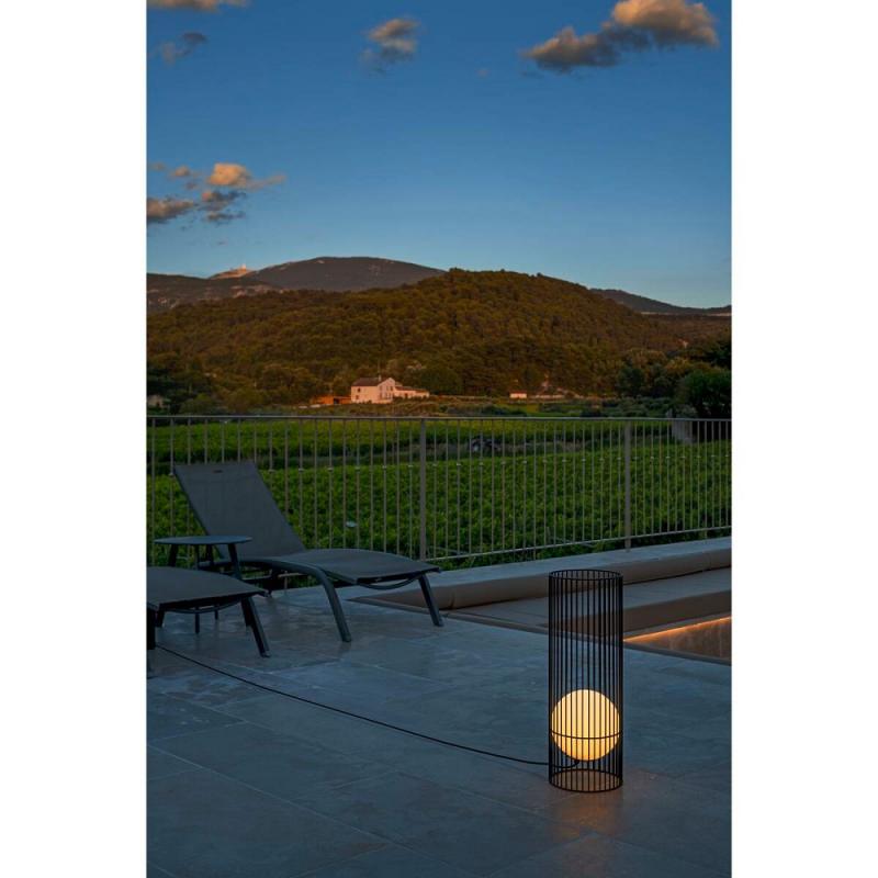 SLV 1008476 GRID SUN, Outdoor Stehleuchte, 2700K, IP44/IP65, schwarz / milchig