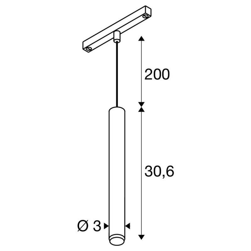 SLV 1008468 GRIP! S, 48V Pendelleuchte, Pendellänge 200 cm, 2000-3000 K, 29°, DALI, Dim-to-Warm, gold / schwarz