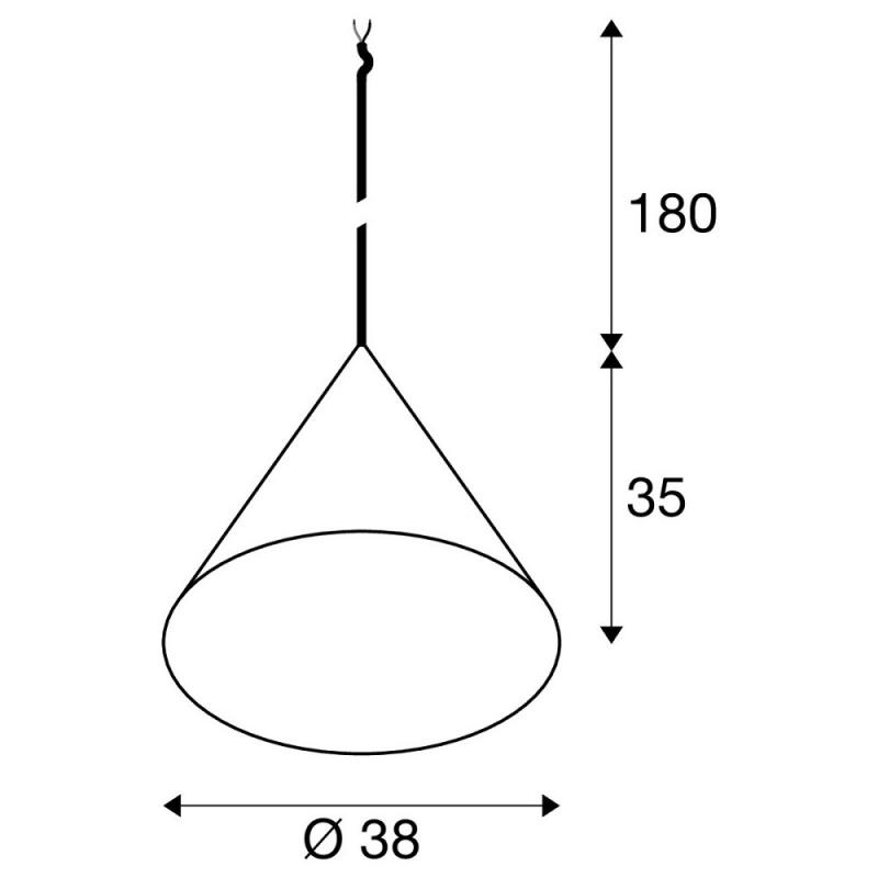 SLV 1008503 MAGICO 38, Pendelleuchte, E27, Pendellänge 180 cm, 1x max. 10 W, matt schwarz