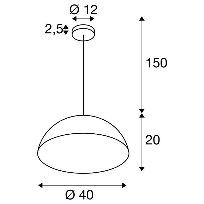 SLV 1008536 FORCHINI M 40, Pendelleuchte, E27, Pendellänge 150 cm, 1x max. 40 W, matt schwarz / matt gold