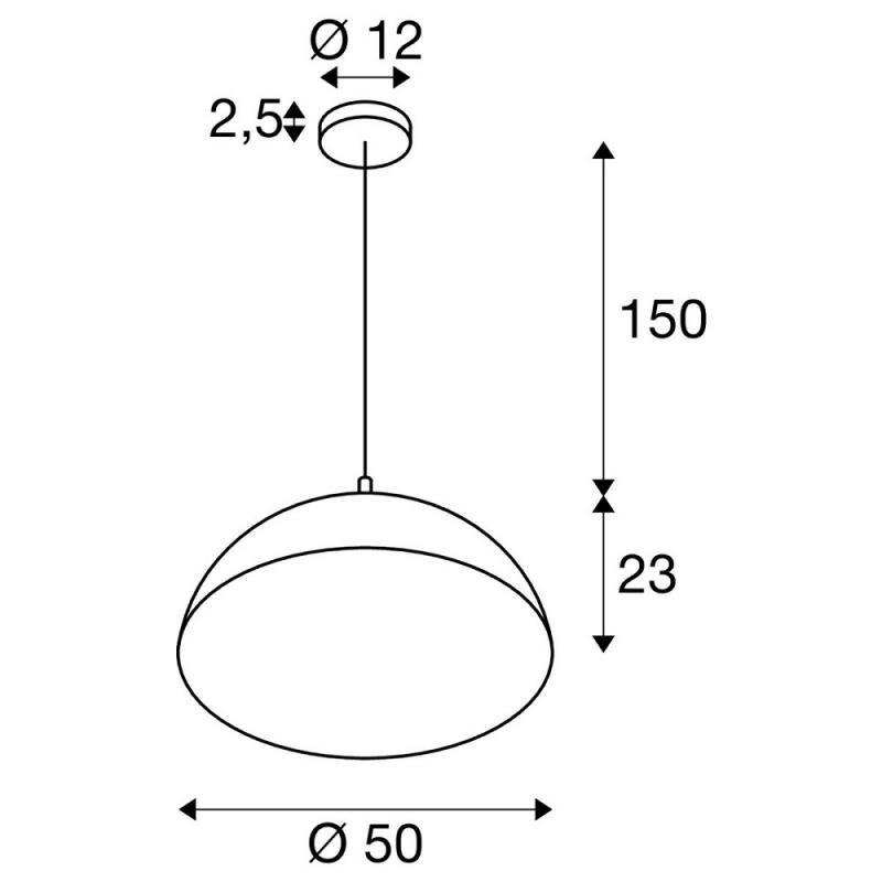 SLV 1008535 FORCHINI 50, Pendelleuchte, E27, Pendellänge 150 cm, 1x max. 40 W, matt schwarz / matt gold