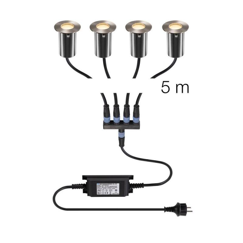 SLV 1008841 TRAIL-LITE® 60 LED Bodeneinbauleuchte 4er Set 3000K IP67 Edelstahl Aluminium