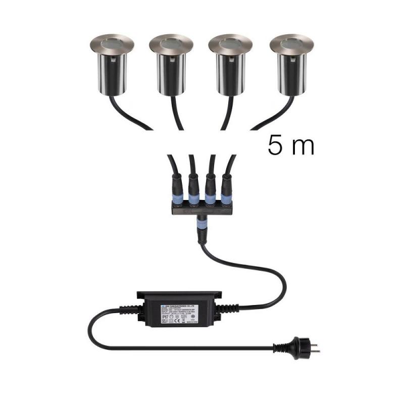 SLV 1008841 TRAIL-LITE® 60 LED Bodeneinbauleuchte 4er Set 3000K IP67 Edelstahl Aluminium