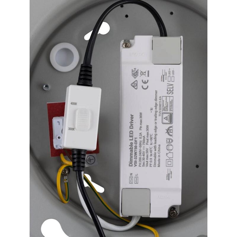 SLV 1010423 PANEL 60 – runde LED Deckenaufbauleuchte PHASE 29W 3000/4000K grau UGR<19