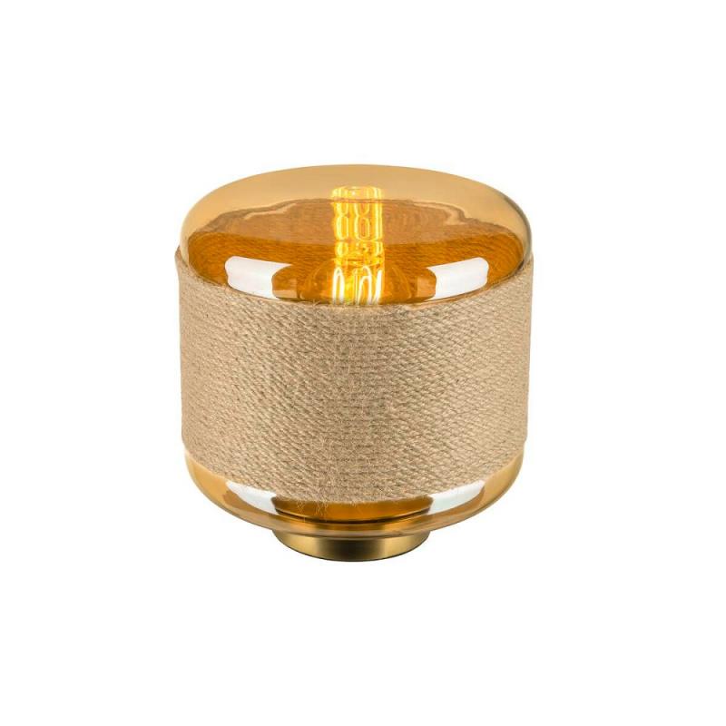SLV 1010208 PANTILO ROPE 19 Tischleuchte E27 IP20 gold – dekorative Design-Tischleuchte mit Naturseil