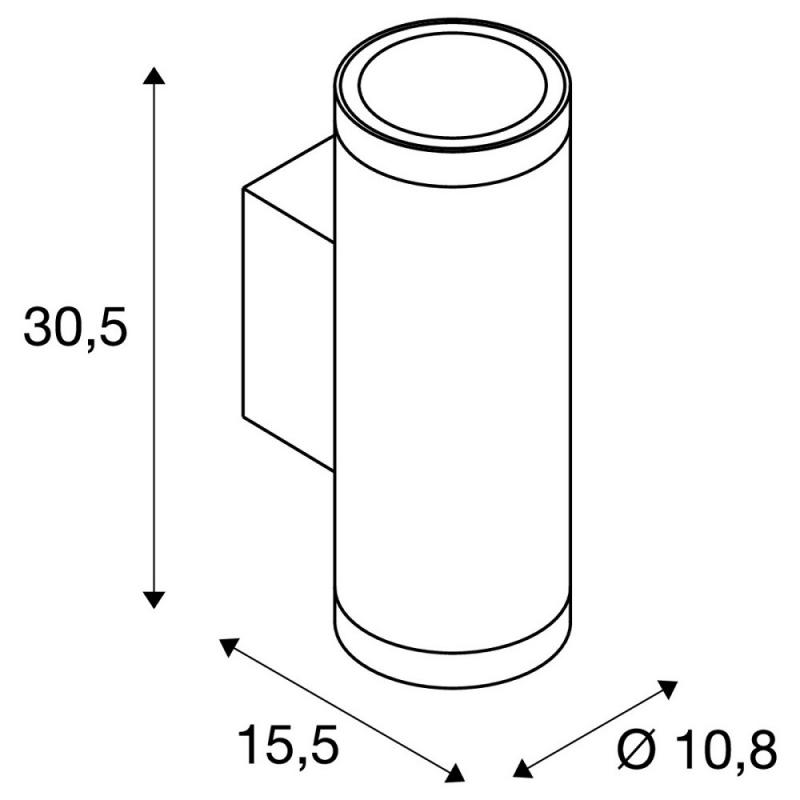 SLV 1010175 HELIA PRO L Wandleuchte Up/Down DALI P2 30W 2700K 24° Anthrazit IP65