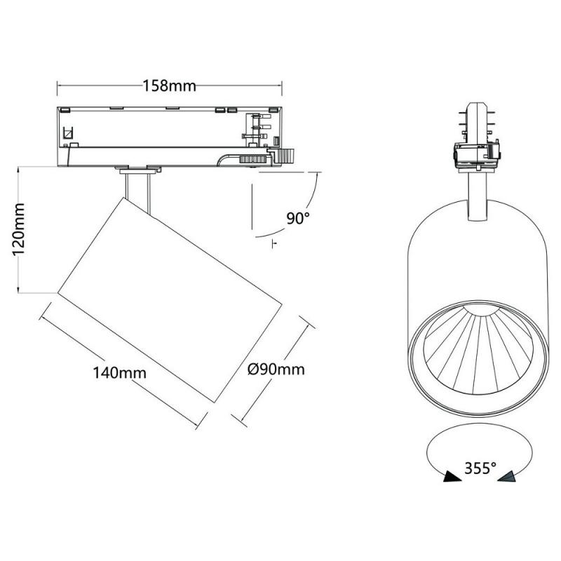 SLV 1010613 TRACKSPOT P 3PH 33W 4000K 60° LED Strahler schwarz – breitstrahlende LED Schienen Beleuchtung bis 6050 lm CRI90