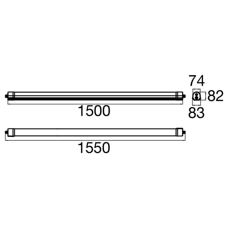 SLV 1010836 WATERPROOF V 1500 60 830/840/850 ML IP66 – 22W LED Feuchtraumleuchte 1500mm 3000–5000K IK08