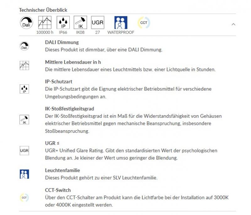 SLV 1010832 WATERPROOF P 1500 81 830/840/850 ML DALI EM 3H IP66 – 26W LED Feuchtraumleuchte 1500mm 3000–5000K IK08 Notlicht 3h