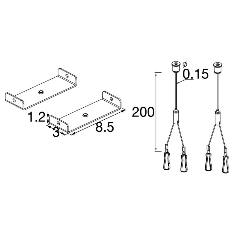 SLV 1010932 BATTEN FLAT P SUSPENSION KITS WITH 2m 2pcs – Seilabhängung Set für LED Deckenleuchte Montage Zubehör