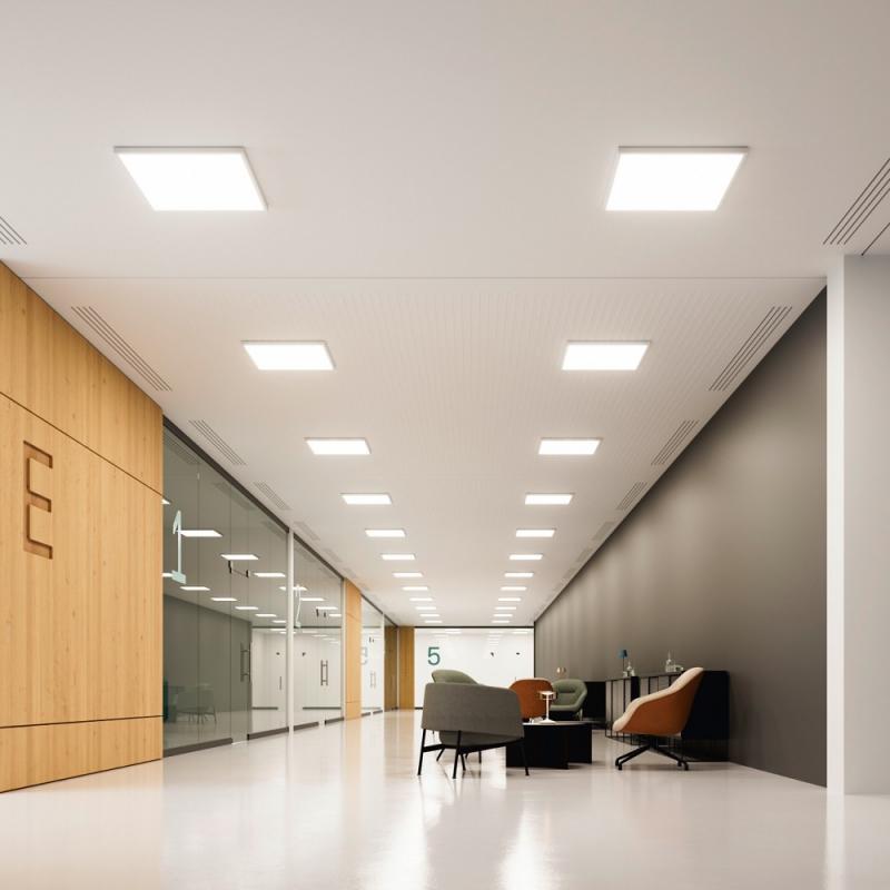Sigor Ultra Flaches LED-Panel Aufbau weiß 62x62cm 36W 4000K 3600lm UGR<19 IP20