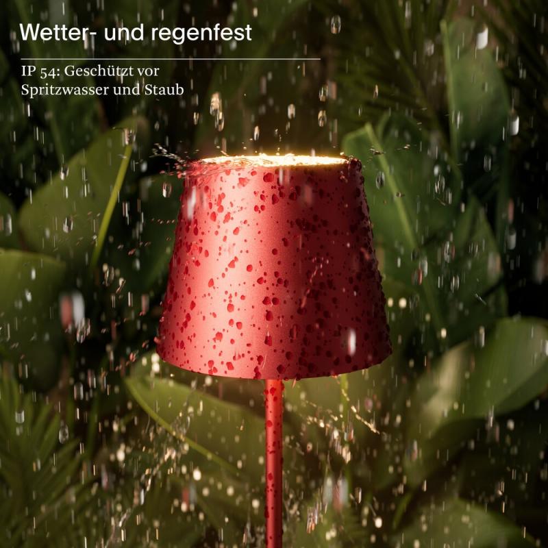 Sigor Akku-Tischleuchte Nuindie 380mm kirschrot 2,2W FlexMood 2200K/2700K IP54 168/197lm Ra85