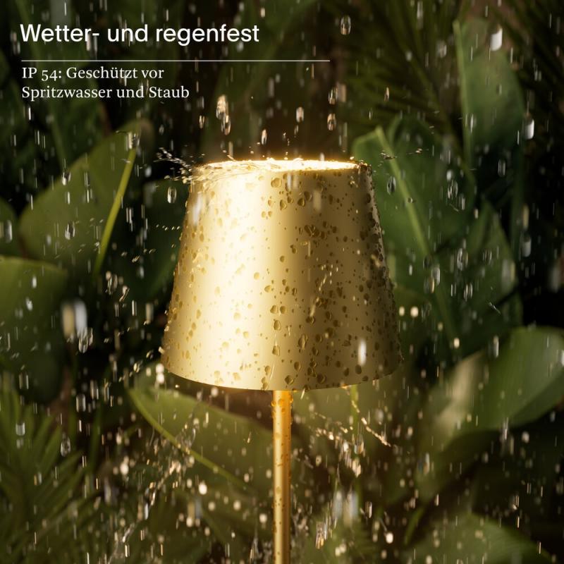 Sigor Akku-Stehleuchte Nuindie 1200mm goldfarben  rund 2,2W FlexMood 2200K/2700K IP54 168/197lm Ra85