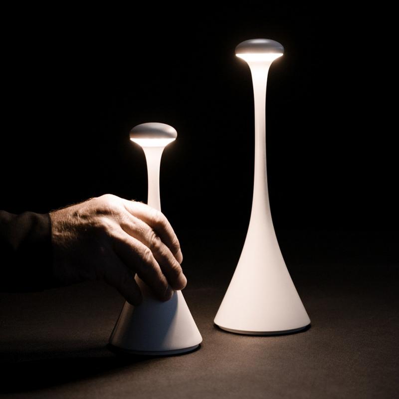 Sigor Akku-Tischleuchte Nudrop mini 21cm rund graphitgrau dimmbar Flex-Mood 2200K/2700K IP54 In- & Outdoor