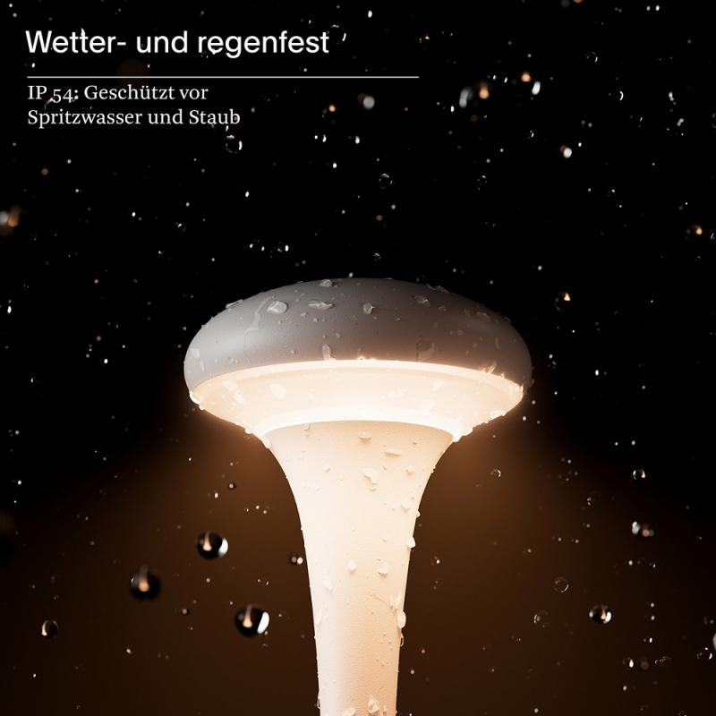 Sigor Akku-Tischleuchte Nudrop mini 21cm rund graphitgrau dimmbar Flex-Mood 2200K/2700K IP54 In- & Outdoor
