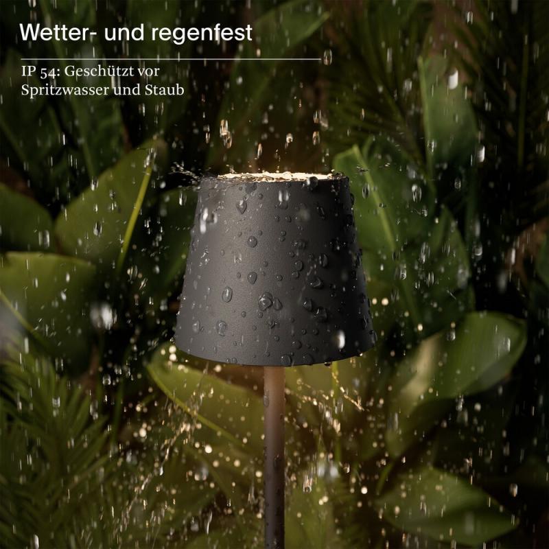 Sigor Akku-Tischleuchte Nuindie pocket 210mm graphitgrau 1,4W Flex-Mood 2200K/2700K IP54 Ra85 USB-C dim