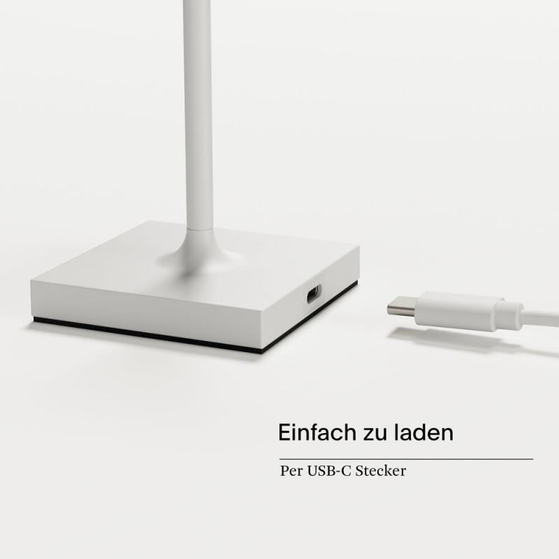 Sigor Akku-Tischleuchte Nuindie pocket 210mm schneeweiß 1,4W Flex-Mood 2200K/2700K IP54 Ra85 USB-C dim