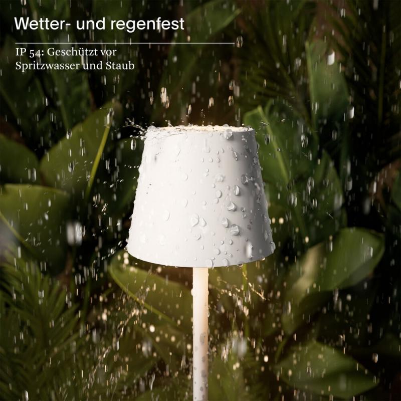 Sigor Akku-Tischleuchte Nuindie pocket 210mm schneeweiß 1,4W Flex-Mood 2200K/2700K IP54 Ra85 USB-C dim