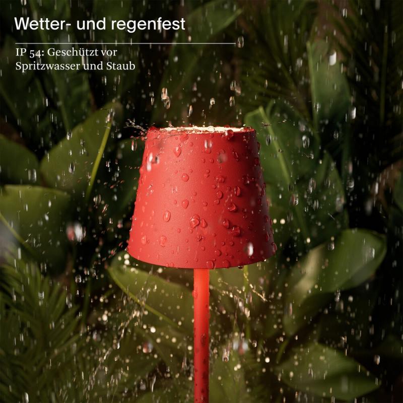Sigor Akku-Tischleuchte Nuindie pocket 210mm feuerrot  1,4W Flex-Mood 2200K/2700K IP54 Ra85 USB-C dim