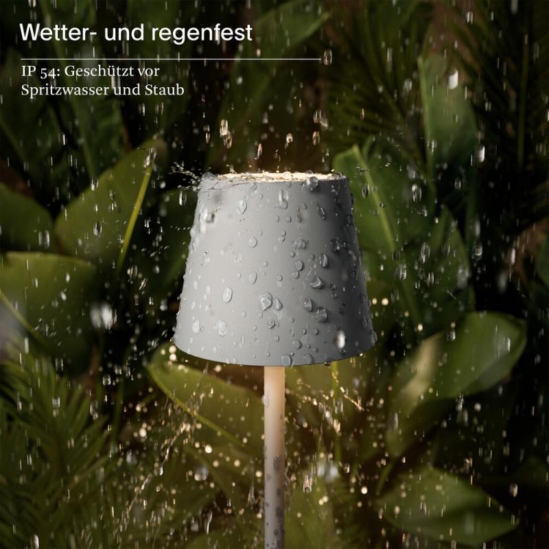 Sigor Akku-Tischleuchte Nuindie pocket 210mm nebelgrau 1,4W Flex-Mood 2200K/2700K IP54 Ra85 USB-C dim