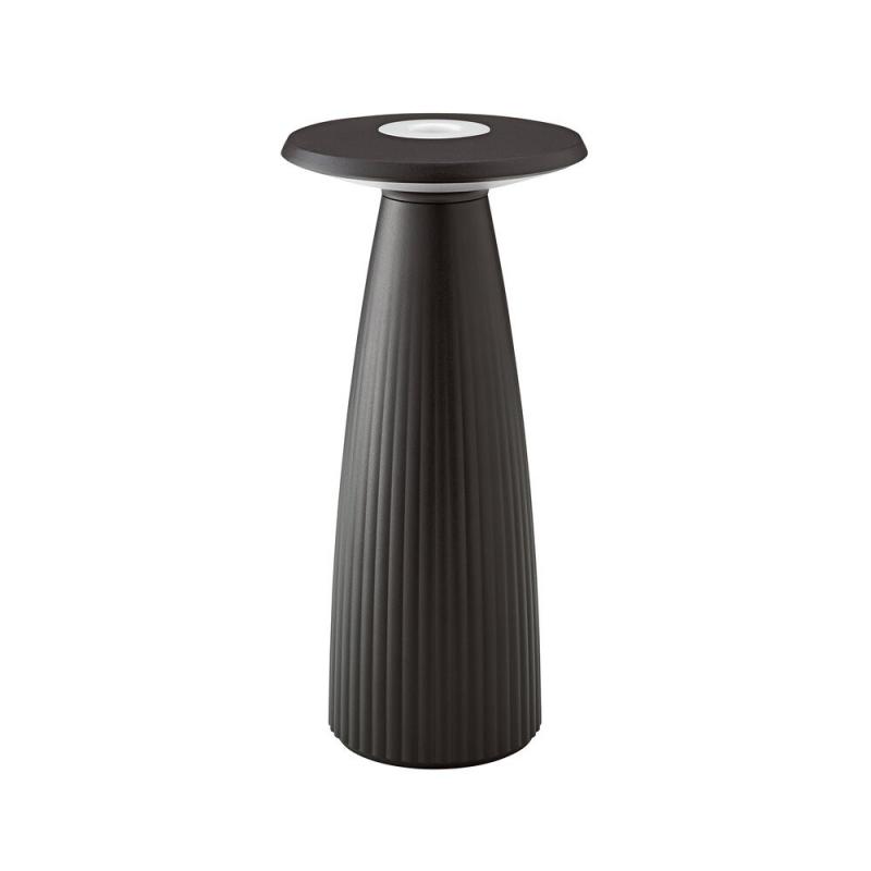 Sigor Akku-Tischleuchte Nuflair rund nachtschwarz dimmbar IP54 In- & Outdoor