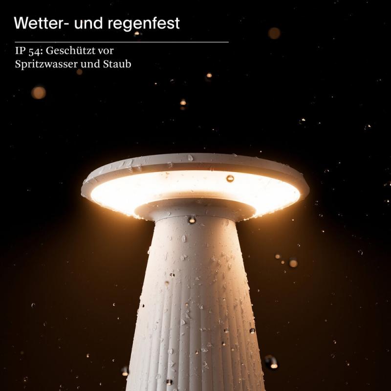 Sigor Akku-Tischleuchte Nuflair rund nachtschwarz dimmbar IP54 In- & Outdoor