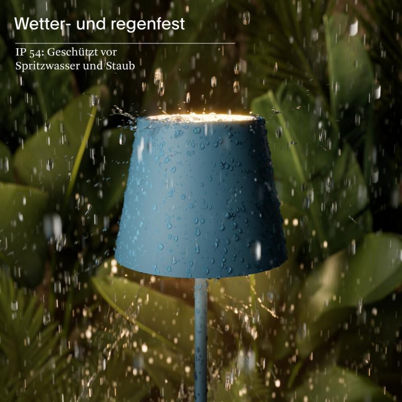 Sigor Akku-Tischleuchte Nuindie USB-C 380mm delphinblau 2,2W FlexMood 2200K/2700K IP54 168/197lm Ra85