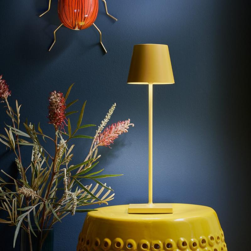 Sigor Akku-Tischleuchte Nuindie USB-C 380mm sonnengelb 2,2W FlexMood 2200K/2700K IP54 168/197lm Ra85