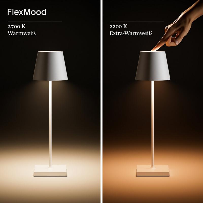 Sigor Akku-Tischleuchte Nuindie USB-C 380mm bronzefarben 2,2W FlexMood 2200K/2700K IP54 168/197lm Ra85