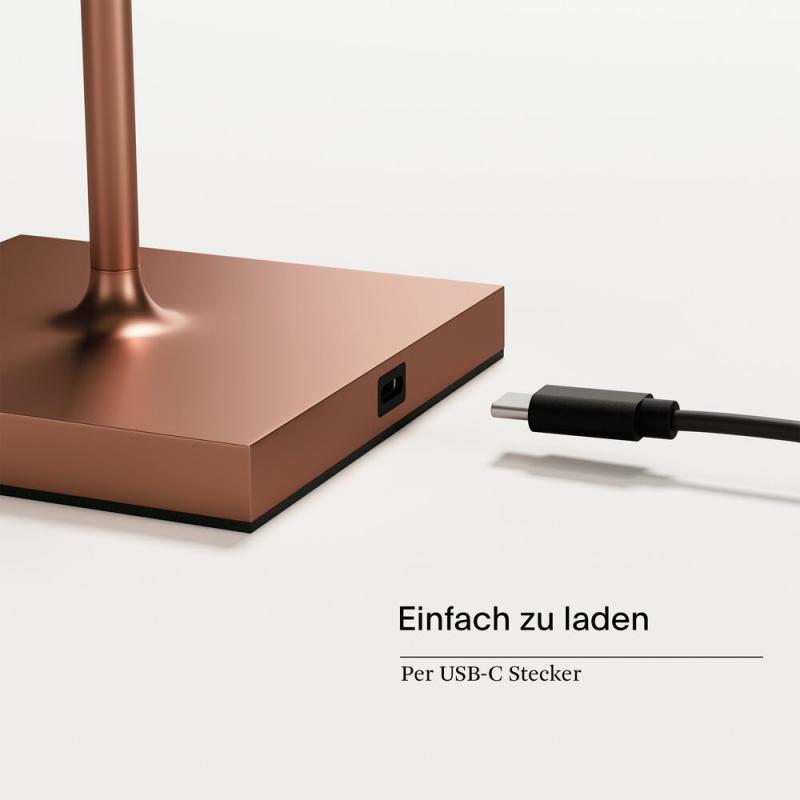 Sigor Akku-Tischleuchte Nuindie USB-C 380mm bronzefarben 2,2W FlexMood 2200K/2700K IP54 168/197lm Ra85