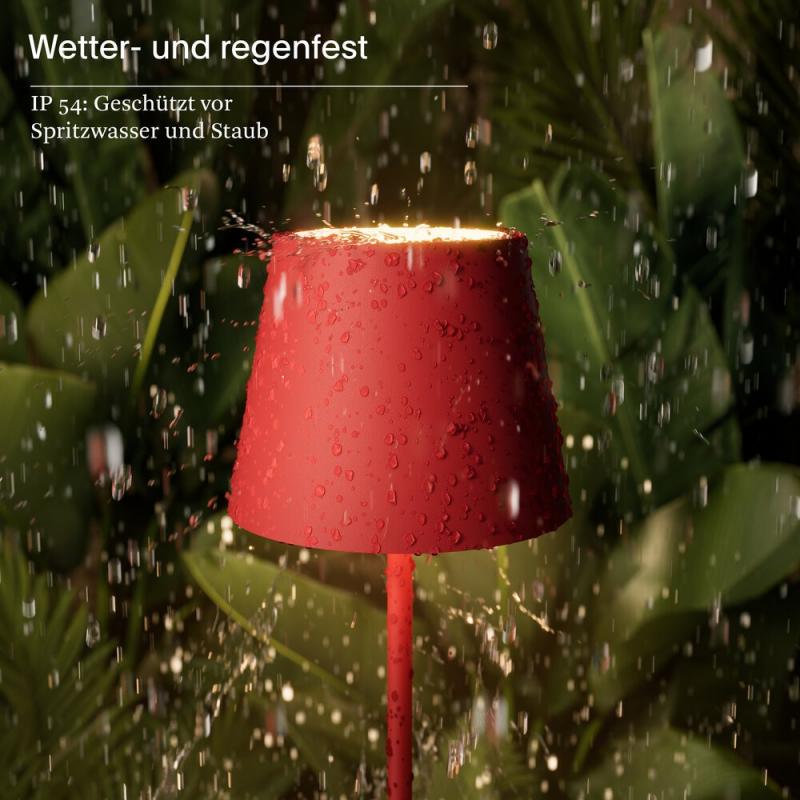 Sigor Akku-Tischleuchte Nuindie mini USB-C feuerrot 2,2W FlexMood 2200K/2700K IP54 168/197lm Ra85