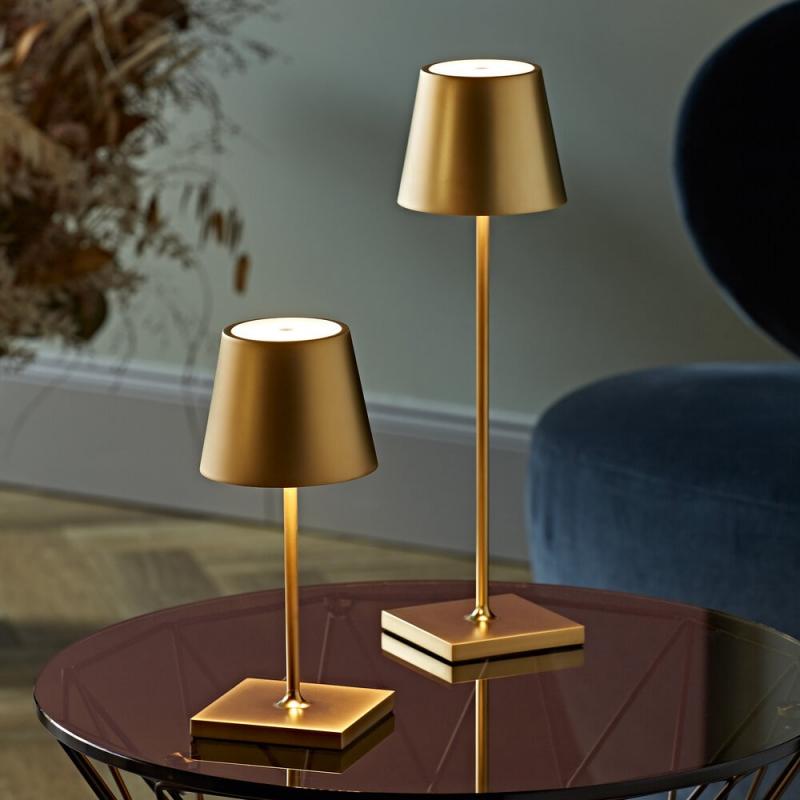 Sigor Akku-Tischleuchte Nuindie mini USB-C goldfarben 2,2W FlexMood 2200K/2700K IP54 168/197lm Ra85