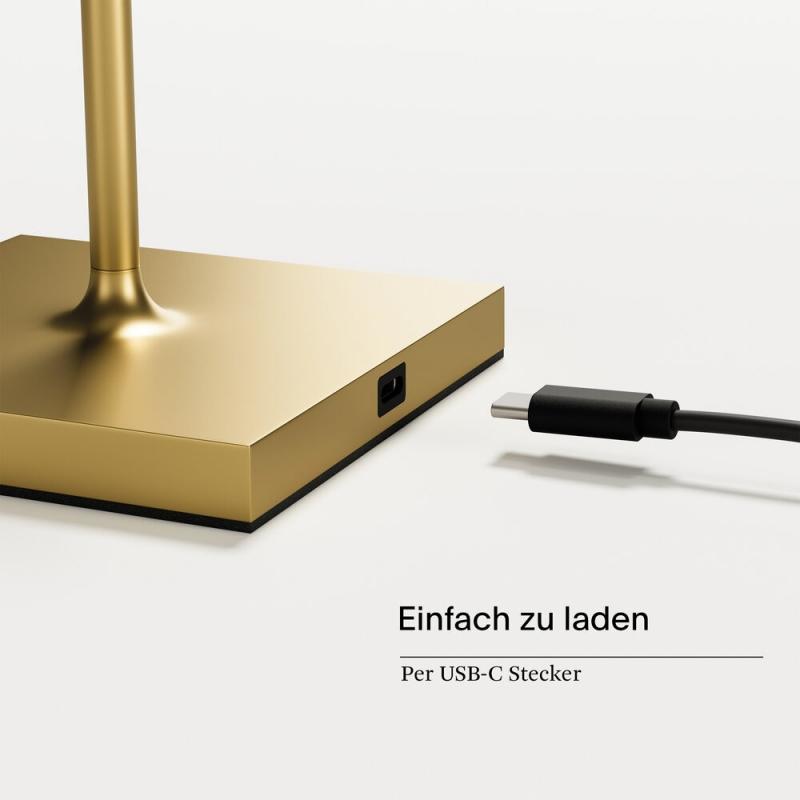 Sigor Akku-Tischleuchte Nuindie mini USB-C goldfarben 2,2W FlexMood 2200K/2700K IP54 168/197lm Ra85