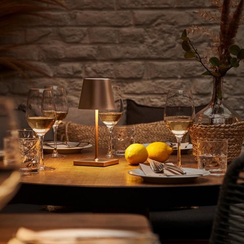 Sigor Akku-Tischleuchte Nuindie mini USB-C bronzefarben 2,2W FlexMood 2200K/2700K IP54 168/197lm Ra85